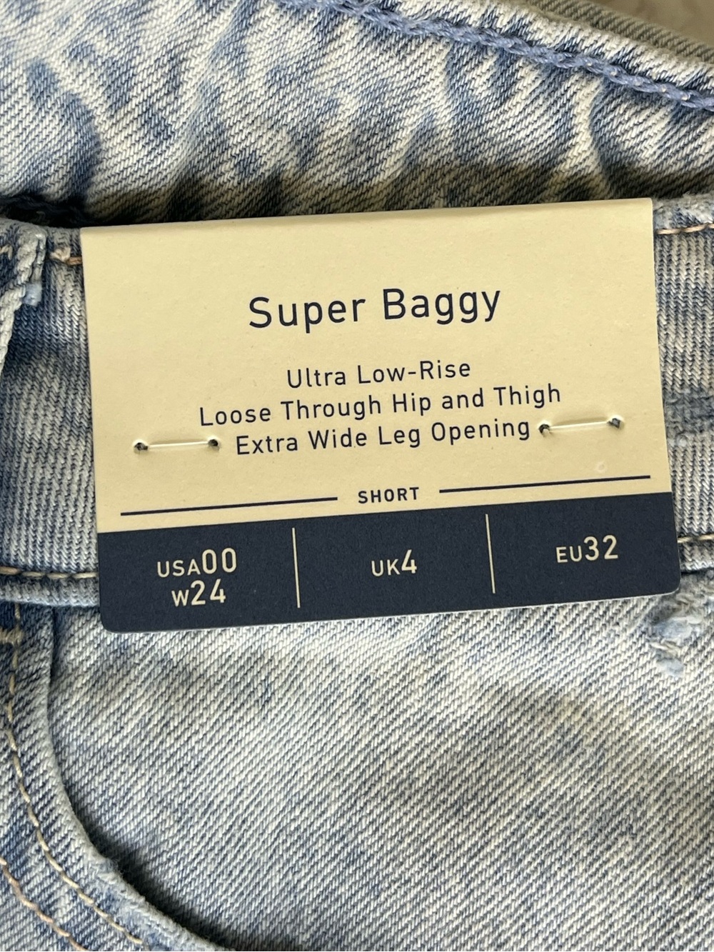 Vintage Y2K Super Baggy Ultra Low Rise Extra Wide Leg Hollister Short Jeans NEW - Picture 5 of 7